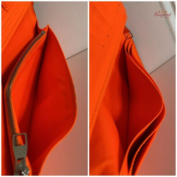 Authentic Louis Vuitton Orange Damier Infini Leather Brazza Bifold Wallet SP4182 - Picture 11 of 13